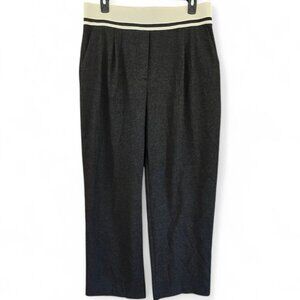 Zara Womens Large Elastic Waist Dark Gray Trousers With Side & Back Pockets